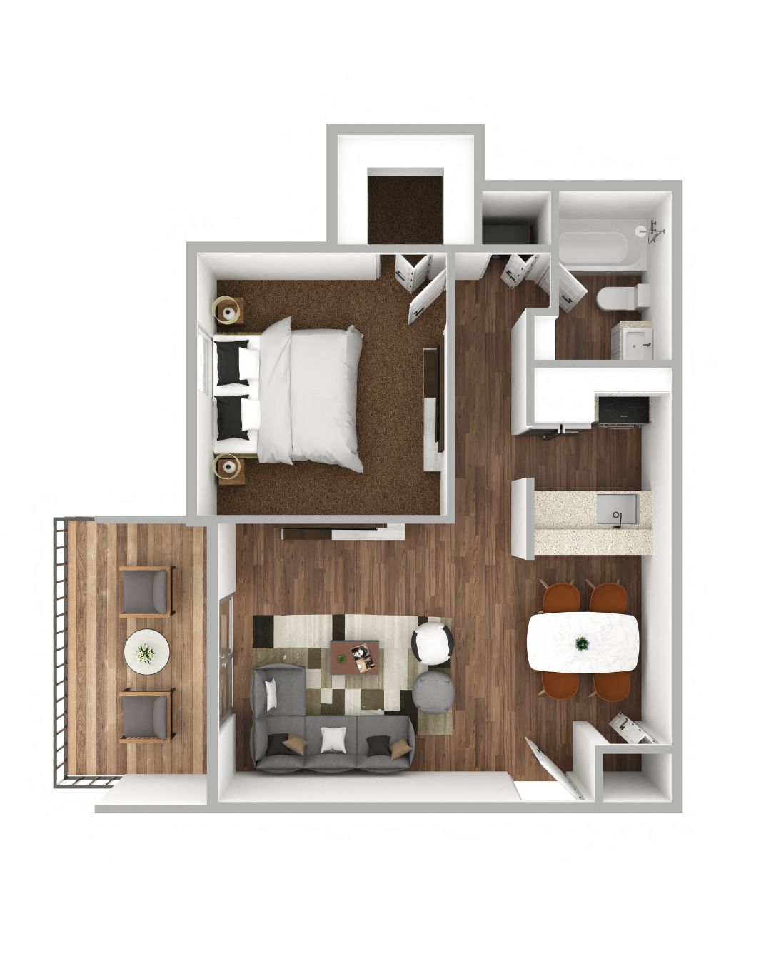 Floor plan for 1 bed, 1 bath, 550 sqft